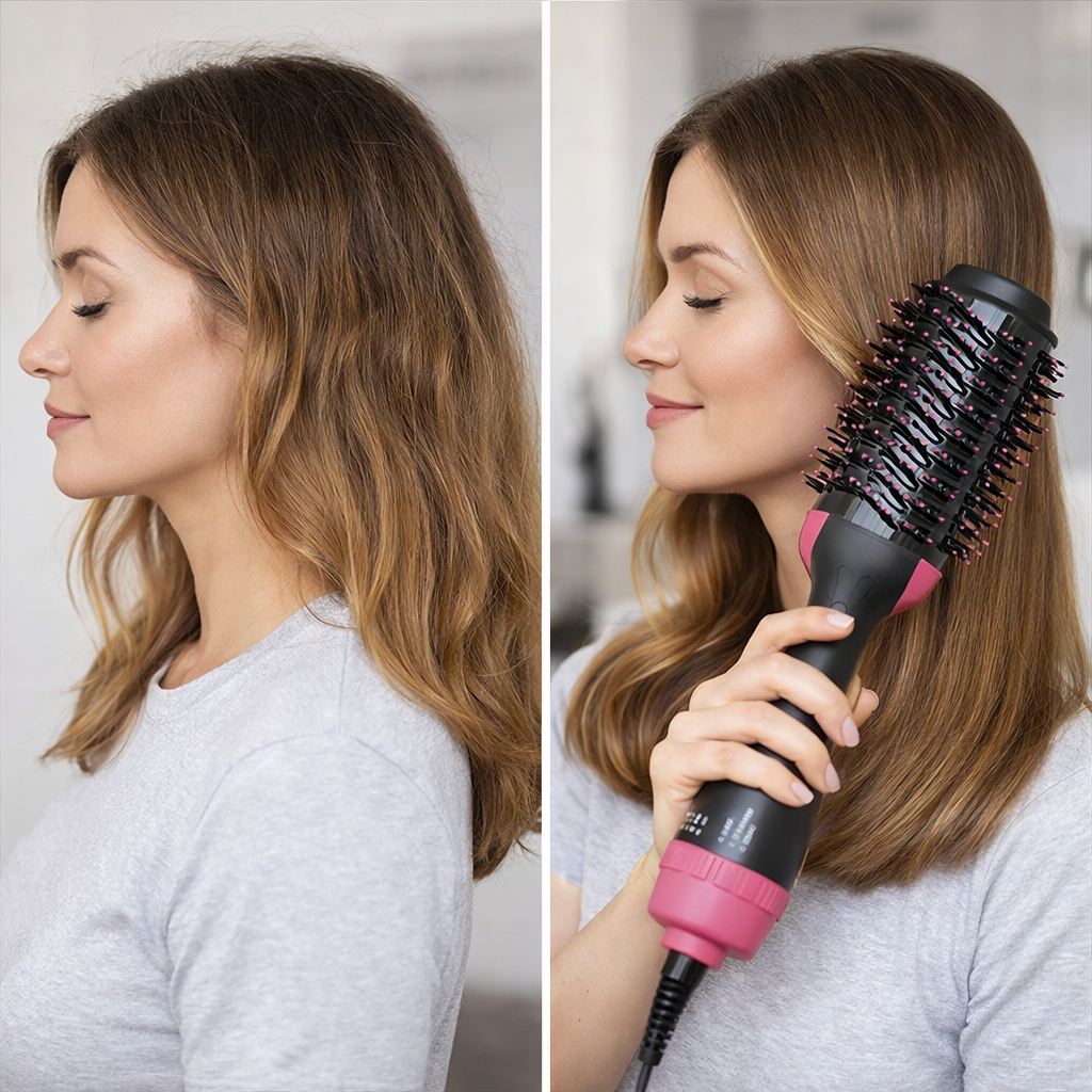 Cepillo Secador One Step: Volumen, alisado y brillo en minutos.